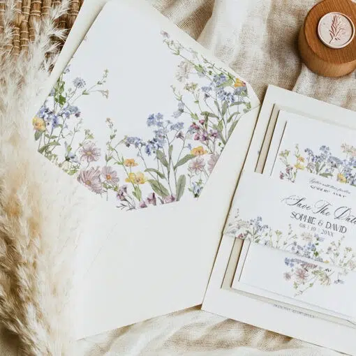 Wildflower Envelope Liner A7 Template Printable Belly Band Wedding