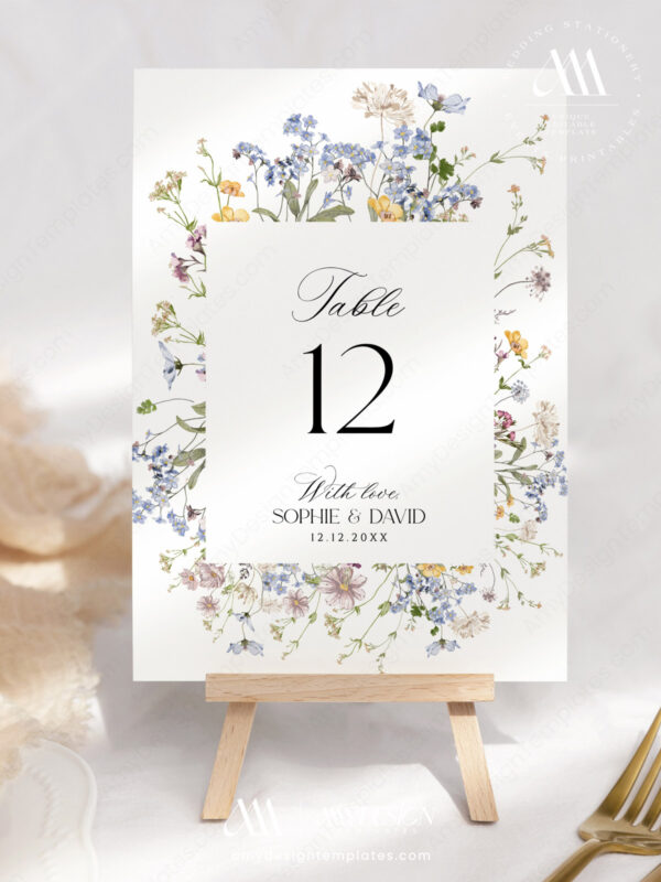 Floral Wedding Table Number Instant Download | Wedding Signs Decor