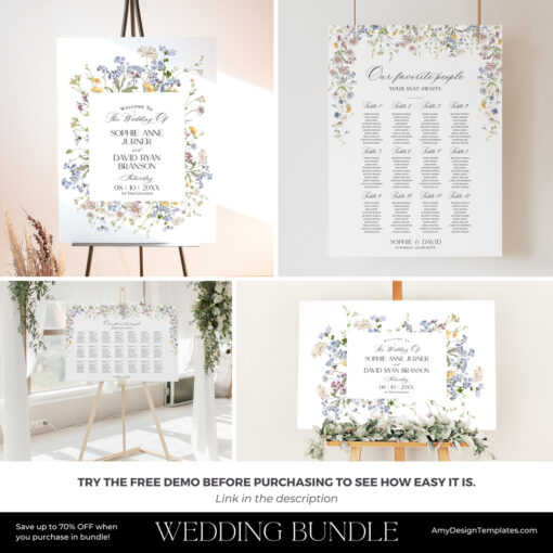 Wildflower Wedding Stationery Editable Template