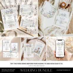 Wildflower Wedding Stationery Editable Template