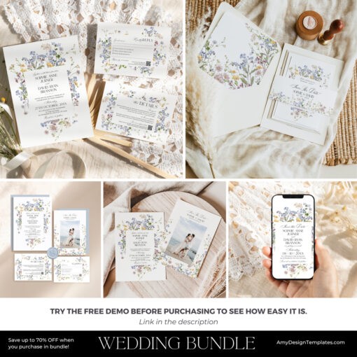 Wildflower Wedding Stationery Editable Template