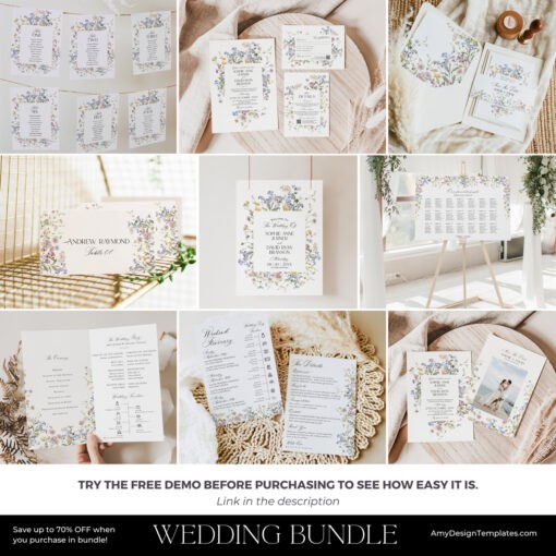 Wildflower Wedding Stationery Editable Template