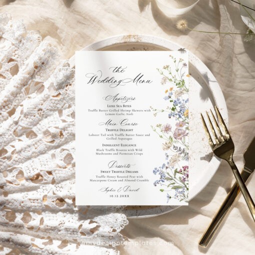 Wildflower Wedding Menu Template