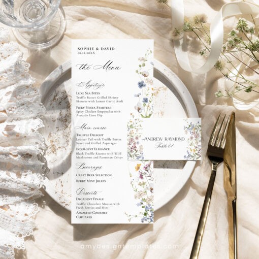 Wildflower Wedding Menu Template