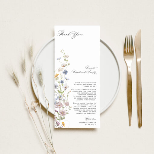 Wildflower Wedding Thank You Note Template