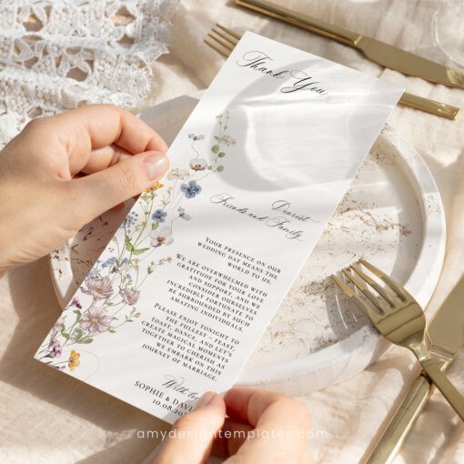 Wildflower Wedding Thank You Note Template