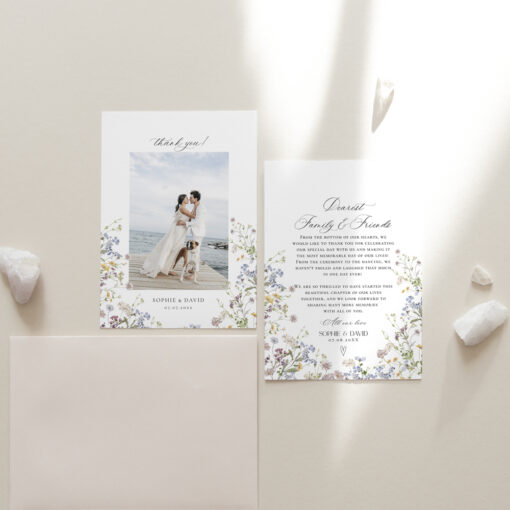 Photo Thank You Wedding Cards Wildflower Template