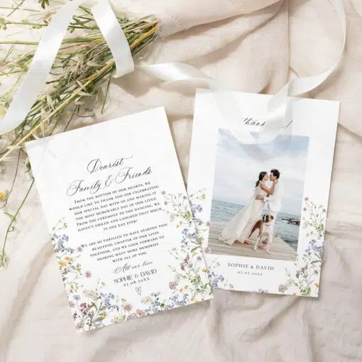 Photo Thank You Wedding Cards Wildflower Template