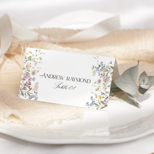 Wildflower Wedding Place Card Template