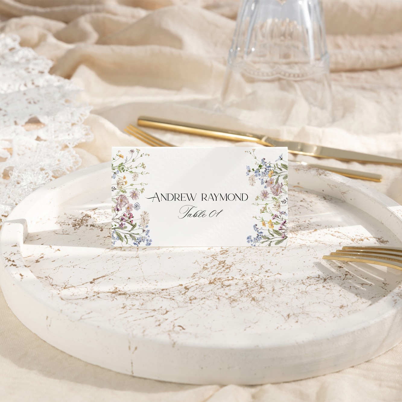 Wildflower Wedding Place Card Template