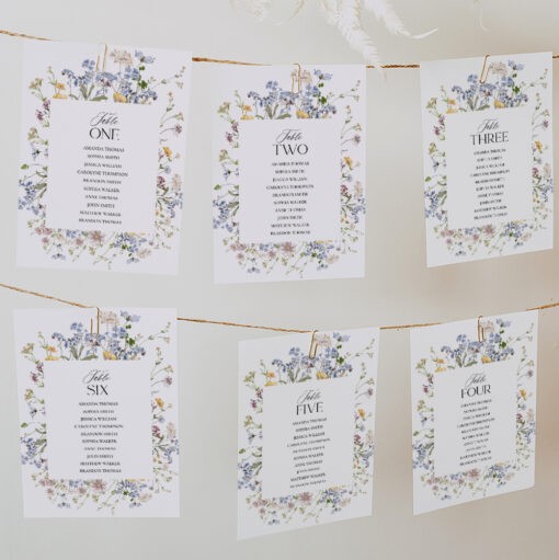 Wildflower Wedding Editable Table Seating Chart Template