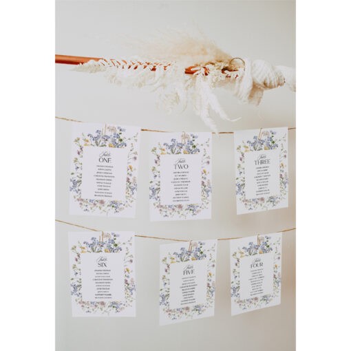 Wildflower Wedding Editable Table Seating Chart Template