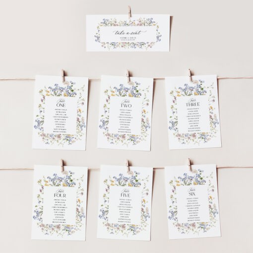 Wildflower Wedding Editable Table Seating Chart Template