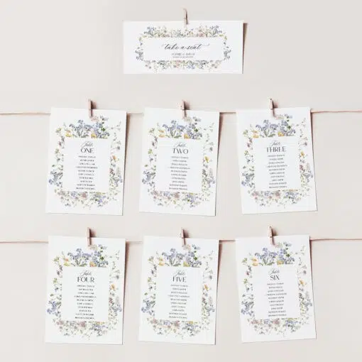 Wildflower Wedding Editable Table Seating Chart Template