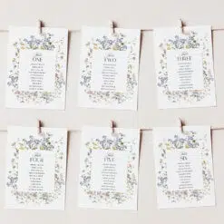 Wildflower Wedding Editable Table Seating Chart Template