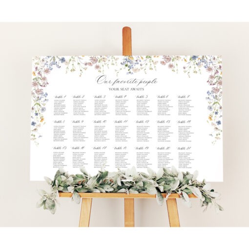 Seating Chart Template Wedding Wildflower