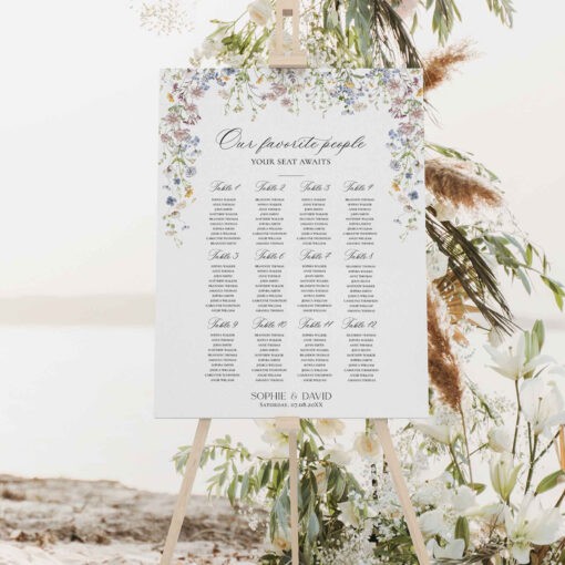 Seating Chart Template Wedding Wildflower