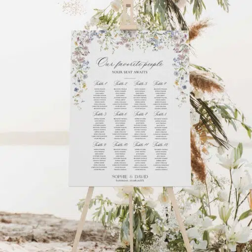 Seating Chart Template Wedding Wildflower