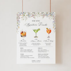 Signature Drink Sign Template Wildflower Wedding