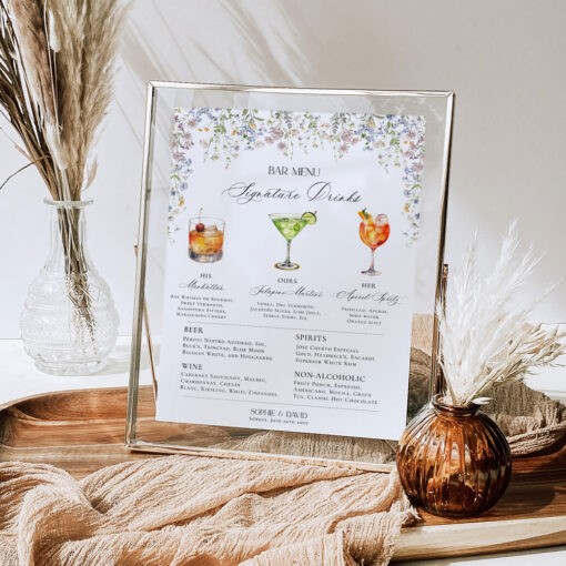 Signature Drink Sign Template Wildflower Wedding