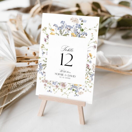 Wildflower Wedding Table Number Templates