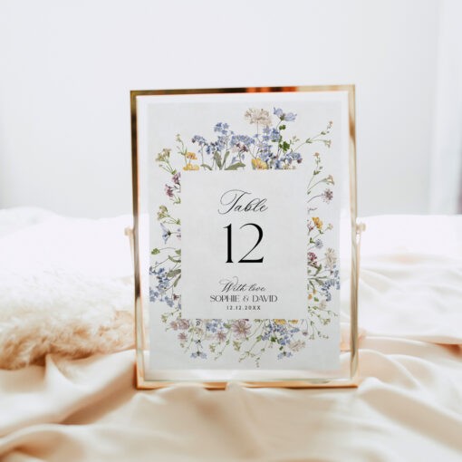 Wildflower Wedding Table Number Templates