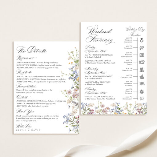 Wildflower Wedding Itinerary Template