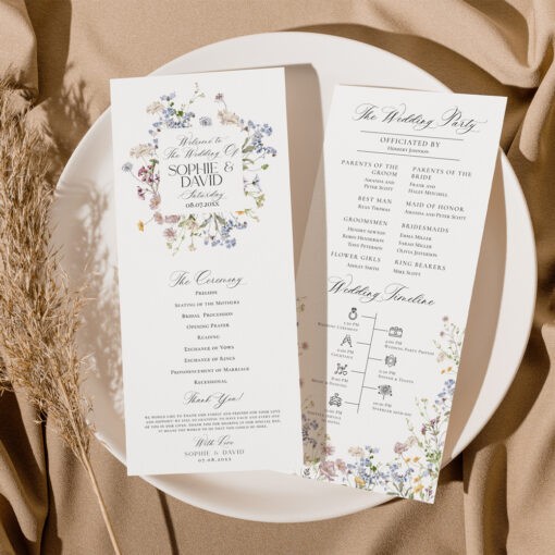 Wildflower Wedding Ceremony Program Template