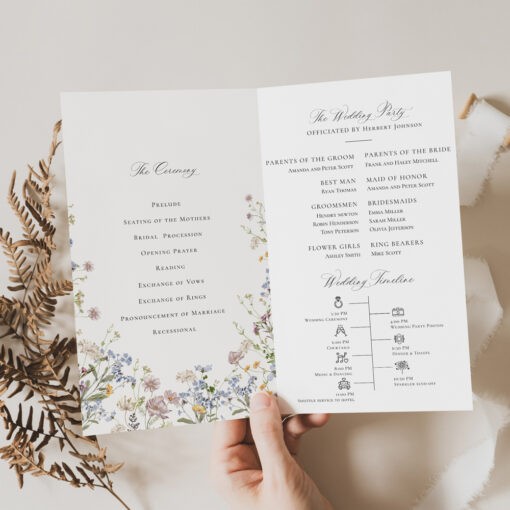 Wildflower Wedding Ceremony Program Template