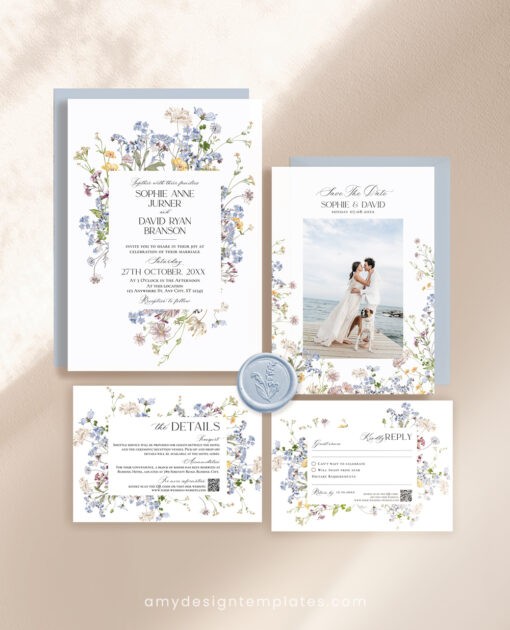 Wildflower Wedding Invitation Suite Template