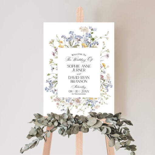 Wildflower Wedding Welcome Sign Template