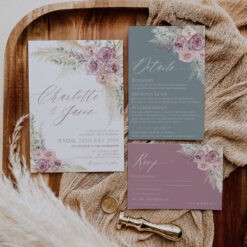 Boho Wedding Invitation Template | Dusty Roses & Sage Green