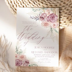 Blush Pink Floral Wedding Invitation Template