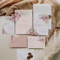 Blush Pink Floral Wedding Invitation Template