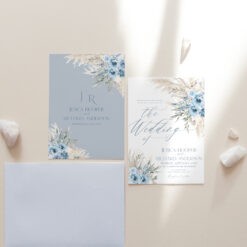 Dusty Blue Wedding Invitations Template