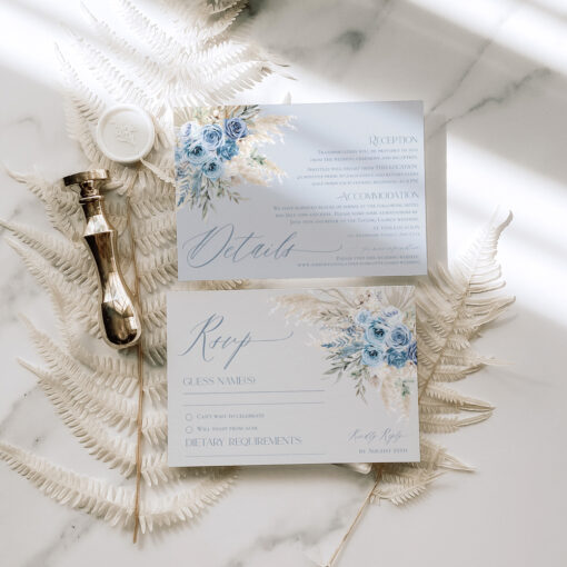 Dusty Blue Wedding Invitations Template