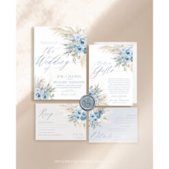 Dusty Blue Wedding Invitations Template