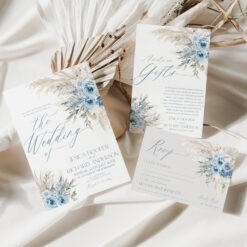 Dusty Blue Wedding Invitations Template