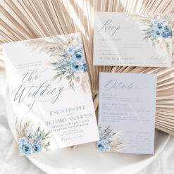 Dusty Blue Wedding Invitations Template