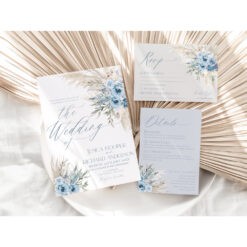 Dusty Blue Wedding Invitations Template