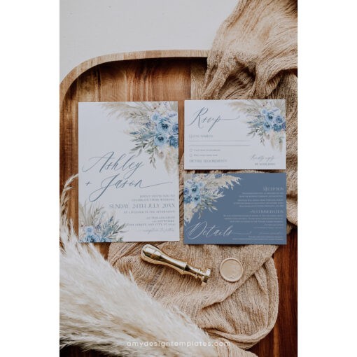 Blue Wedding Invitation Template