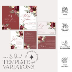 Burgundy Wedding Invitation Templates