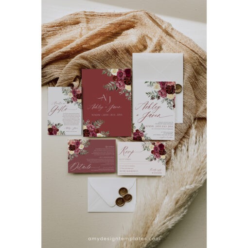 Burgundy Wedding Invitation Templates