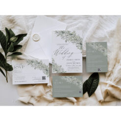 Sage Green Wedding Invitations Card Template