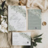 Sage Green Wedding Invitations Card Template