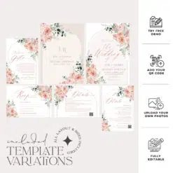 Floral Wedding Invitation Template, Wedding Invitation Pink