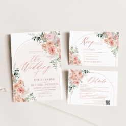 Floral Wedding Invitation Template, Wedding Invitation Pink