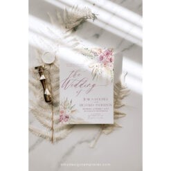 Pink Floral Wedding Invitation Card Template