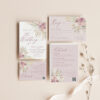 Pink Floral Wedding Invitation Card Template