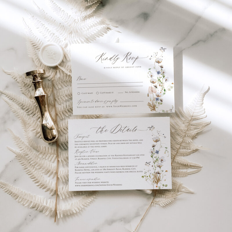 Wildflower Wedding Invitation Template, Botanical Wedding Invitations Wildflower Wedding Invitation Template, Botanical Wedding Invitations